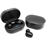 TAMEY Drahtlose Bluetooth-Kopfhörer, Stereo-Kopfhörer, In-Ear-Kopfhörer, Funk-Kopfhörer (LED-Display, Mini-Smart-Touch-Kopfhörer mit Ladestation) schwarz