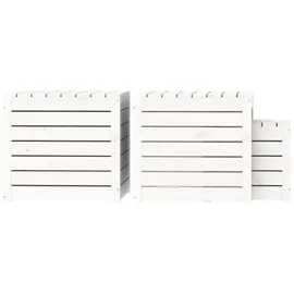 vidaXL 3-tlg. Gartenbox-Set Weiß Massivholz Kiefer