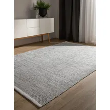 benuta Basic handgewebter Baumwollteppich Ron - Beige/Schwarz 300x400 cm - Handwebteppich aus 100% Baumwolle - Style: Uni, Minimalistisch, Natural Living - Pflegeleicht für Wohnzimmer Schlafzimmer