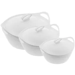 BEM SMAK Thermoschüssel 3er Set mit Deckel für Essen, Edelstahl-Einsatz, Warmhalten, Thermo-Lebensmittelbehälter