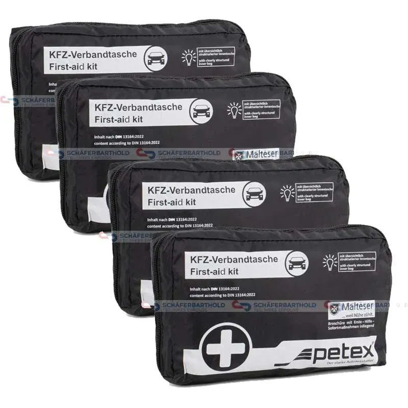 4x Verbandtasche Verbandstasche Erste-Hilfe Verbandskasten PKW DIN13164 SCHWARZ