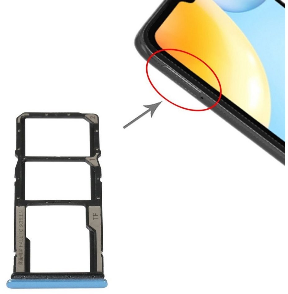 Wigento SIM Card Tray + Micro SD Xiaomi Redmi 10C / 10 / Poco C40 Ersatzteil Smartphone-Adapter, 0 cm blau