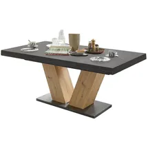 Mäusbacher Esstisch Holzwerkstoff, V-Form ausziehbar Elena 180x90x76 Asteiche/Graphit 13989-180 - Grau/Braun