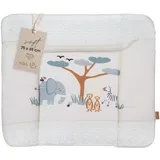 roba Wickelauflage Savanna Friends - 85 x 75 cm - Wickelunterlage für Babys PU-beschichtet - Abwischbar & pflegeleicht - Elefant, Zebra, Erdmännchen & Co. - Beige