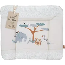 roba Wickelauflage Savanna Friends - 85 x 75 cm - Wickelunterlage für Babys PU-beschichtet - Abwischbar & pflegeleicht - Elefant, Zebra, Erdmännchen & Co. - Beige