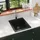 vidaXL Granitspüle Braelynn links Einbauspüle schwarz Handbetätigung 425 x 500 mm