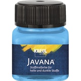 Kreul 90964 Javana Stoffmalfarbe für helle und dunkle Stoffe, 20 ml Glas hellblau, brillante Farbe auf Wasserbasis, pastoser Charakter, zum Stempeln und Schablonieren, nach Fixierung waschecht