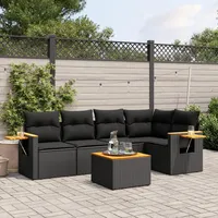 Gecheer 6-TLG. Gartenlounge Set, Balkonlounge Set, Terrassensofa Rattan, Loungemöbel Polyrattan, Gartenmöbel Wetterfest, Garten Sofa Set, Kissen