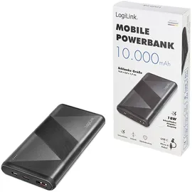 Logilink PA0275 - Powerbank 10000 mAh Quick Charge 3.0, Fast Charge, USB PD 2.0 LiPo Schwarz