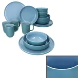 Ritzenhoff & Breker 16tlg Kombiservice Jasper Ozeanblau Steingut 4 Personen Becher Schalen Teller