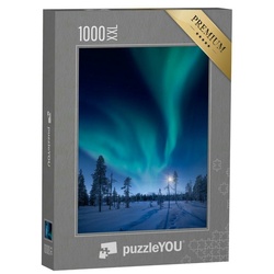 puzzleYOU Puzzle Puzzle 1000 Teile XXL „Mond und Nordlicht in Finnland“, 1000 Puzzleteile, puzzleYOU-Kollektionen Nordlichter