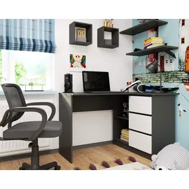 akord furniture factory AKORD B16 rechts Graphitgrau Front Weiß B124 x H77 x T85 cm - Grau/Weiß