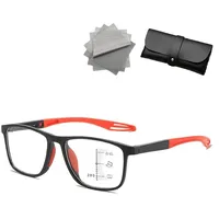 DPKSML Dezcmoi Automatisch Anpassende Brille, Dezcmoi Brille, Brille Die Sich Automatisch Der Sehstärke Anpasst, Automatik Brille Gleitsicht Intelligente Fokussierung (Schwarz-rot,+2.5) - +2.5