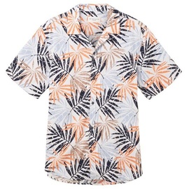 TOM TAILOR Herren 1036232 Sommer-Hemd mit Muster, 31837-Orange Colorful Leaf Design, L