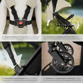 Tectake Buggy-Kinderwagen Grau/Beige