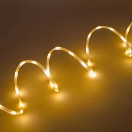 esotec Solar Lichtschlauch, 10m, 100 LEDs, warmweiß, Zuleitung 2m, Akku, Solarmodul, Erdspieß, Wintergarten, Außenlichterkette, Hochzeitsdeko, Weihnachtsbeleuchtung, außen, wetterfest, 102174