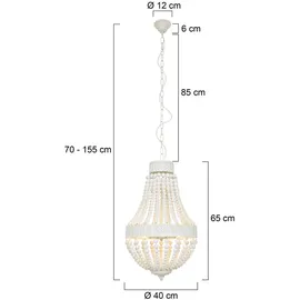 MEXLITE Pendelleuchte Deckenlampe Esszimmerlampe Hängeleuchte Metall Holz H 120 cm