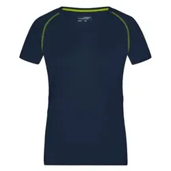 Damen Fitness Shirt JN495, navy-blau/gelb, Größe L - navy - L