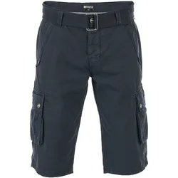 riverso Kurze Hosen Herren Cargo Shorts mit Gürtel Regular Fit RIVAnton Regular Fit Blau Normaler Bund Knopfleiste W 33