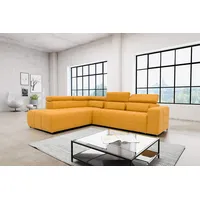 DOMO. collection Ecksofa Brandon, Sofa mit Rückenfunktion in L-Form, Polsterecke, Eckgarnitur Ottomane links 275 x 228 x 98 cm (BxTxH), gelb (mango)