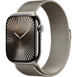 Apple Watch Series 10 GPS + Cellular 46 mm Titangehäuse natur Milanaise Armband natur S/M