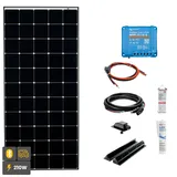 210W SOLA Frame Solarmodul-Set für Wohnmobile und Camper, Laderegler, Kabel, Montagezubehör (Schwarz, 210 W)