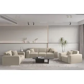 Fun Möbel Sessel Celes Premium Stoff Opera Velvet 70 x 70 x 70 cm Beige mit Zierkissen