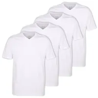CECEBA Herren T-Shirts, 4er Pack - Konvex, V-Ausschnitt, Kurzarm, Baumwolle, uni Weiß 7XL