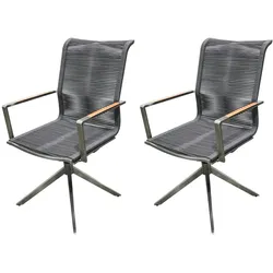 Drehstuhl RUBIERA 2er Set: Elegante Stühle mit Teakholz, Olefin-Seil