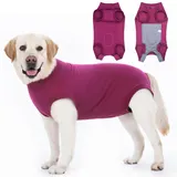 Axcimond Hundebody Nach Op Leckschutz Op Body Hund Kastration Hündin Rüde Medical Pet Shirt Hund Einteiler Wundschutzanzüge für Hunde Mit Klettverschluss Alternativen zu Kegel und Halskrause Rot 2XL