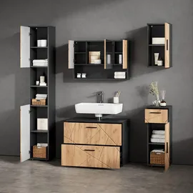 livinity Livinity® Waschbeckenunterschrank Ronco, Goldkraft Eiche/Anthrazit, 80 x 58.6 cm