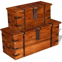 VidaXL 2-tlg. Truhen Set Massivholz