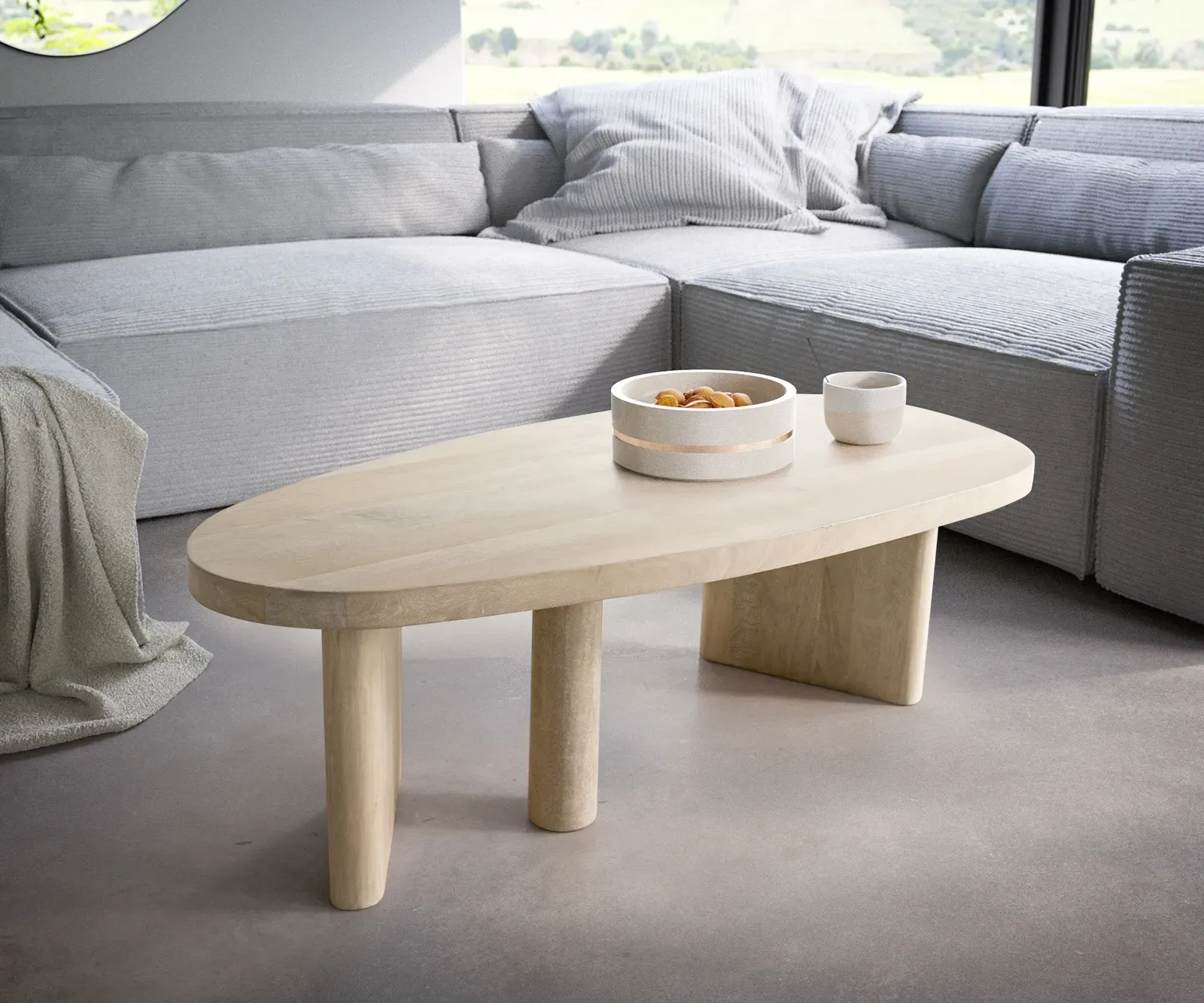 DELIFE Table-basse Wido 110x50 cm Manguier White Wash, Tables basses