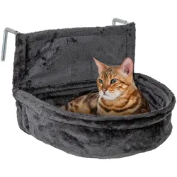Große Katzen-Liegemulde Poppy für Heizungen, Heizkörper-Liege, Kuschelsack, grau