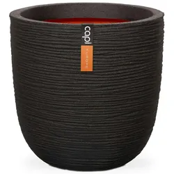 Capi Blumentopf "Nature Rib" Oval 43 x 41 cm Schwarz
