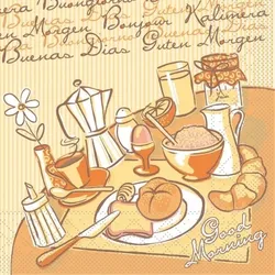 Mank Serviette Tissue Day, 33 x 33 cm, 100 Stück - Frühstück Kaffee Tee Kakao