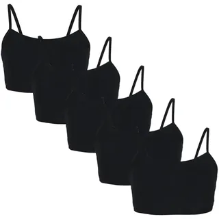 TupTam Mädchen Bustier mit Spaghettiträger 5er Pack, Farbe: Schwarz, Größe: 146-152 - 146-152