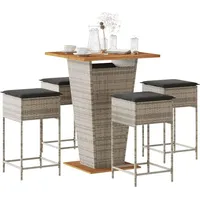 vidaXL Gartenbar-Set 5-tlg. Grau