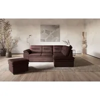 Ecksofa COTTA "Leandra L-Form", braun, B:250cm H:88cm T:90cm, NaturLEDER: Bitte beachten Sie, dass Lederbezüge mehr Nähte aufweisen als Stoffbezüge.;Kunstleder Softlux;NaturLEDER (echtes Rindsleder) in Sitz und Rücken.;Luxus-Microfaser (100% Polyester), Sofas, Ecksofa, wahlweise mit Bettfunktion & Bettkasten