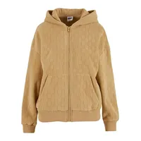 URBAN CLASSICS Jacquard Velvet Oversized Reißverschlusspullover Union Beige L