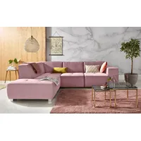 Ecksofa INOSIGN "Sapporo L-Form" Sofas Gr. B/H/T: 272cm x 78cm x 222cm, Struktur fein, Ottomane links, mit Bettfunktion, rosa (altrosa) wahlweise Bettfunktion oder Sitztiefenverstellung, Federkern