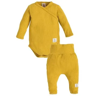 Makoma Erstausstattungspaket Baby Kleidung-Set Wickelbody & Hose mit Fuß Neutral -Harmony- (Set, 2-tlg) 100% Baumwolle gelb 56