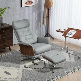 Homcom Relaxsessel mit Hocker, Fernsehsessel mit Liegefunktion, verstellbare Kopfstütze, Drehbar TV-Sessel bis 150 kg, für Wohnzimmer, Sessel, Relaxsessel