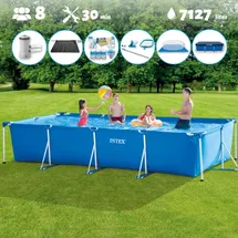 Intex Pool mit rechteckigem Rahmen 450 x 220 x 84 cm mit Zubehör – 2827397 Blau No Size
