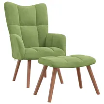 vidaXL Relaxsessel mit Hocker 32 x 95,5 x 32 cm Hellgrün Samt