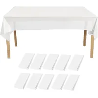 10 Stück Einweg Tischdecke Weiß Papiertischdecke Rolle, 137 x 274 cm Kunststoff Rechteckige Weisse Tischdecken für Party Hochzeit Picknick Geburtstags