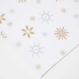Homescapes Tischset aus 100% Baumwolle, 2er-set, weiß mit Schneeflocken-muster