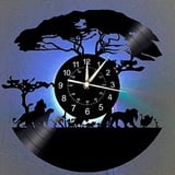 QianZhou-Uk LED Wanduhr Aus Vinyl Schallplattenuhr löwen fanartike,3D Design-Uhr Wohnzimmer Schlafzimmer Restaurant Wand-Deko Schwarz Ø: 30 cm (F)