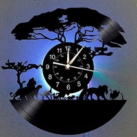 QianZhou-Uk LED Wanduhr Aus Vinyl Schallplattenuhr löwen fanartike,3D Design-Uhr Wohnzimmer Schlafzimmer Restaurant Wand-Deko Schwarz Ø: 30 cm (F)