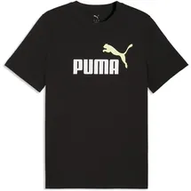 Puma T-Shirt "Essentials 2 Colour No. 1 Logo T-Shirt Herren", Jungen, Gr. XS, schwarz apple spritz grün, Obermaterial: 100% Baumwolle. Rippe: 80% Baumwolle, 20% Polyester, bedruckt, regular fit, Rundhals, Shirts T-Shirt